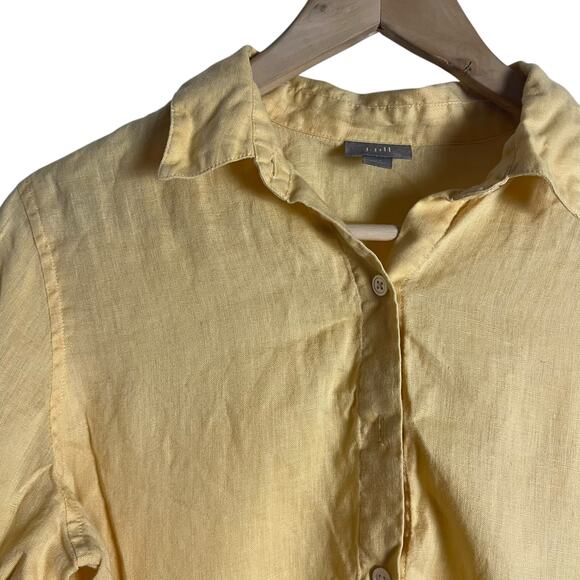 J. Jill Yellow 100% Linen Long Sleeve Button Up Shirt Size XS - Picture 3 of 10